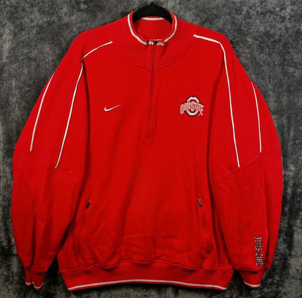 Nike Ohio State Buckeyes 1/4 Zip Sweatshirt Pullover Red Men’s XL Authentic